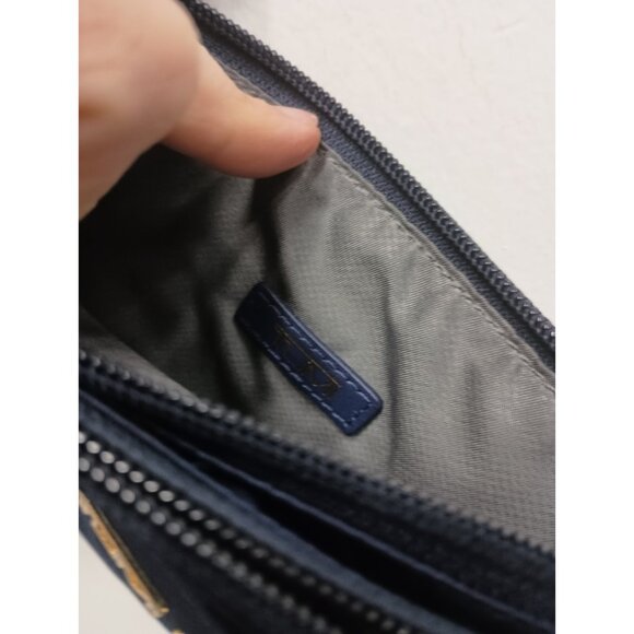 TUMI Voyageur Double Zip Wristlet Travel Purse Wallet Nylon Navy Blue 4.5"x8" - Picture 8 of 8